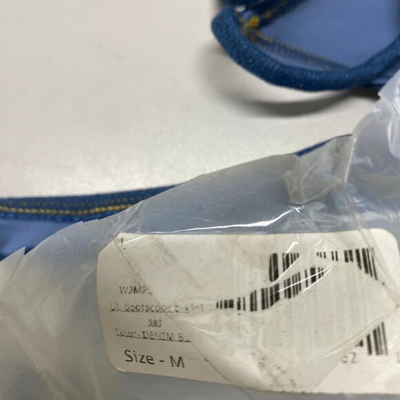 NEW UNDERSTATED Leather Women’s Bootscoot Bikini Set Denim Blue Size M - Picture 2 of 15